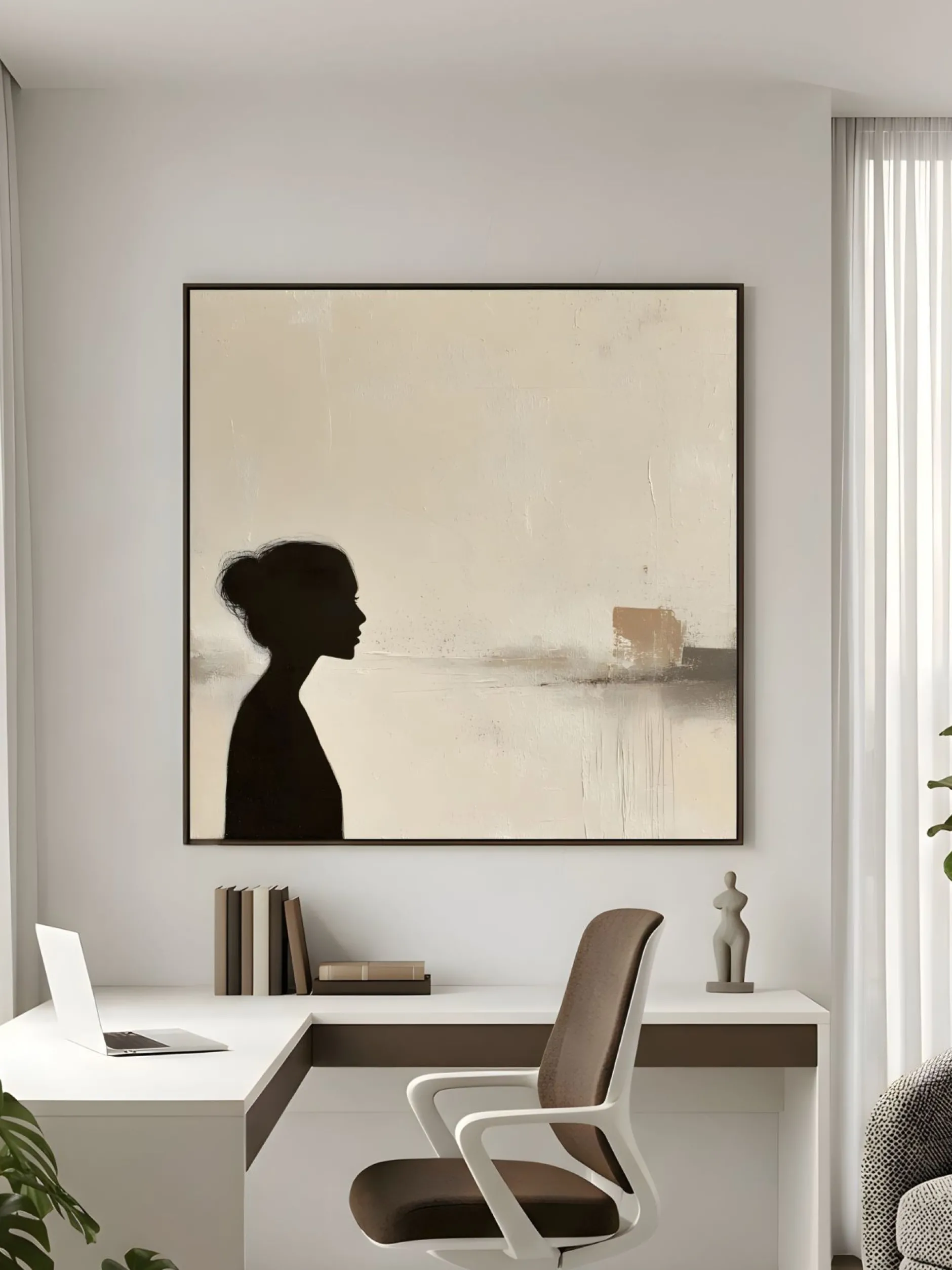 Handgemaltes Gemälde 'Mutterprofil-Silhouette' | Echtheitszertifikat inklusive