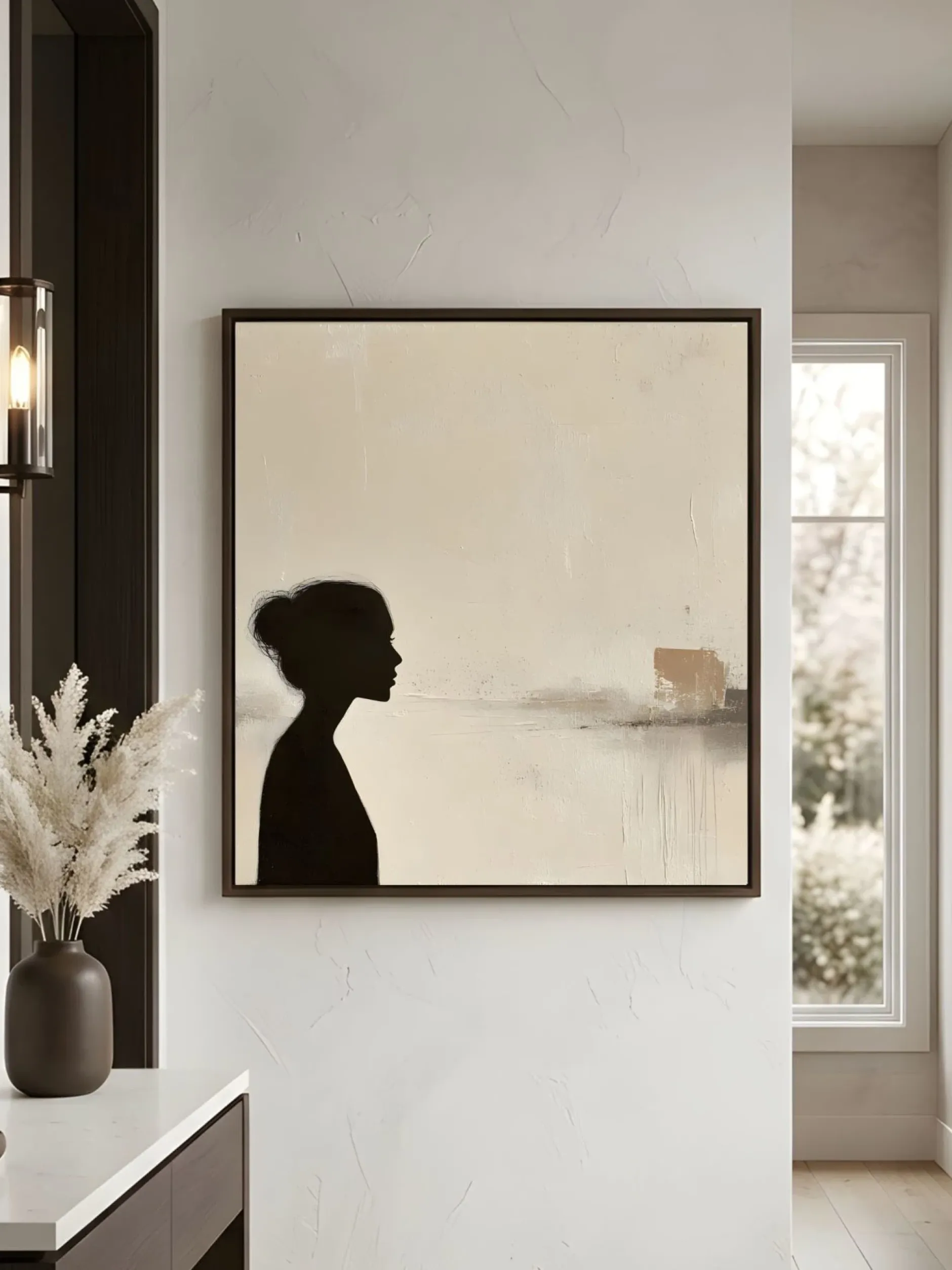 Handgemaltes Gemälde 'Mutterprofil-Silhouette' | Echtheitszertifikat inklusive