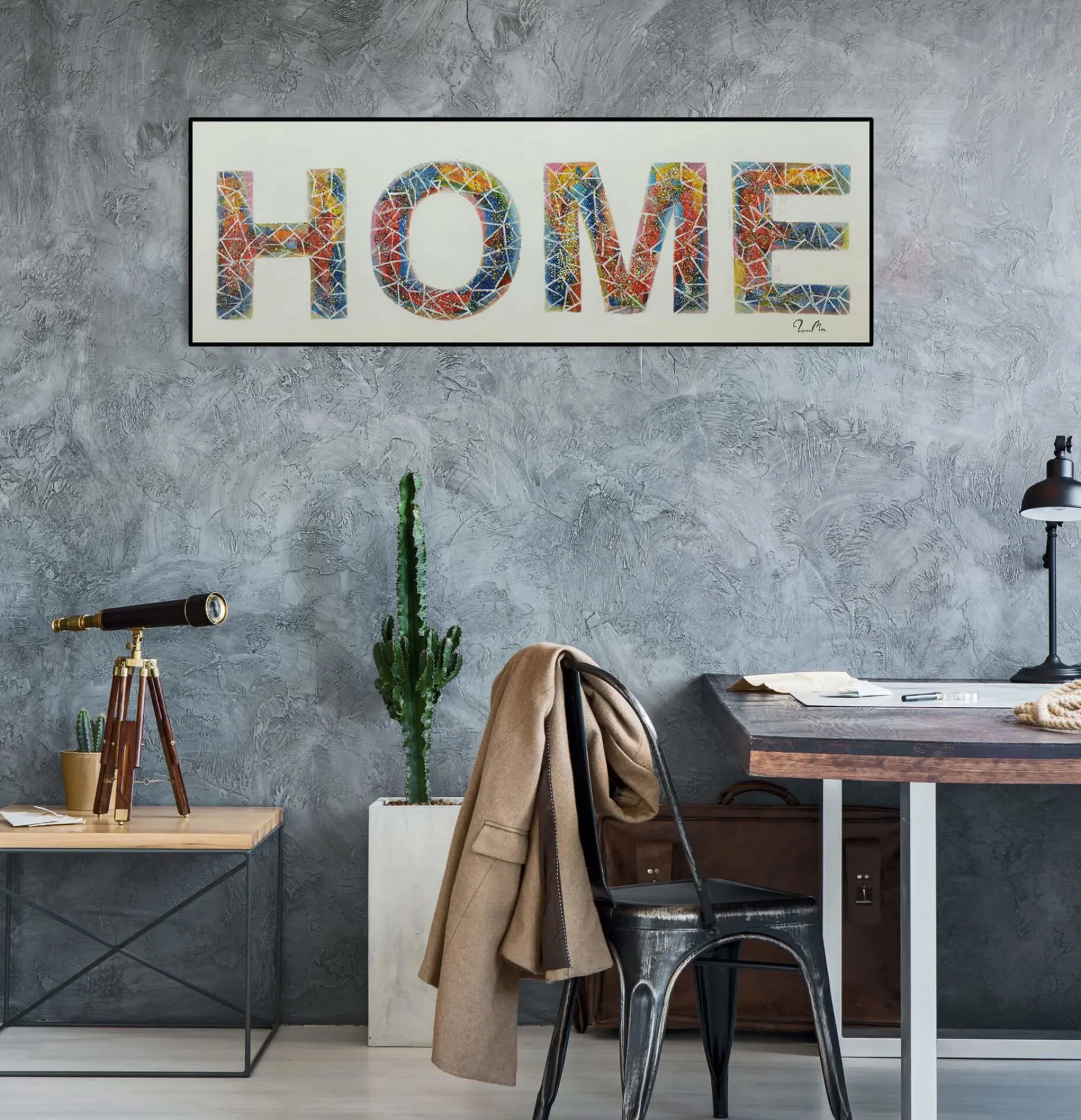 Handgemaltes Gemälde 'My Happy Place' 120x40cm | inkl. Echtheitszertifikat