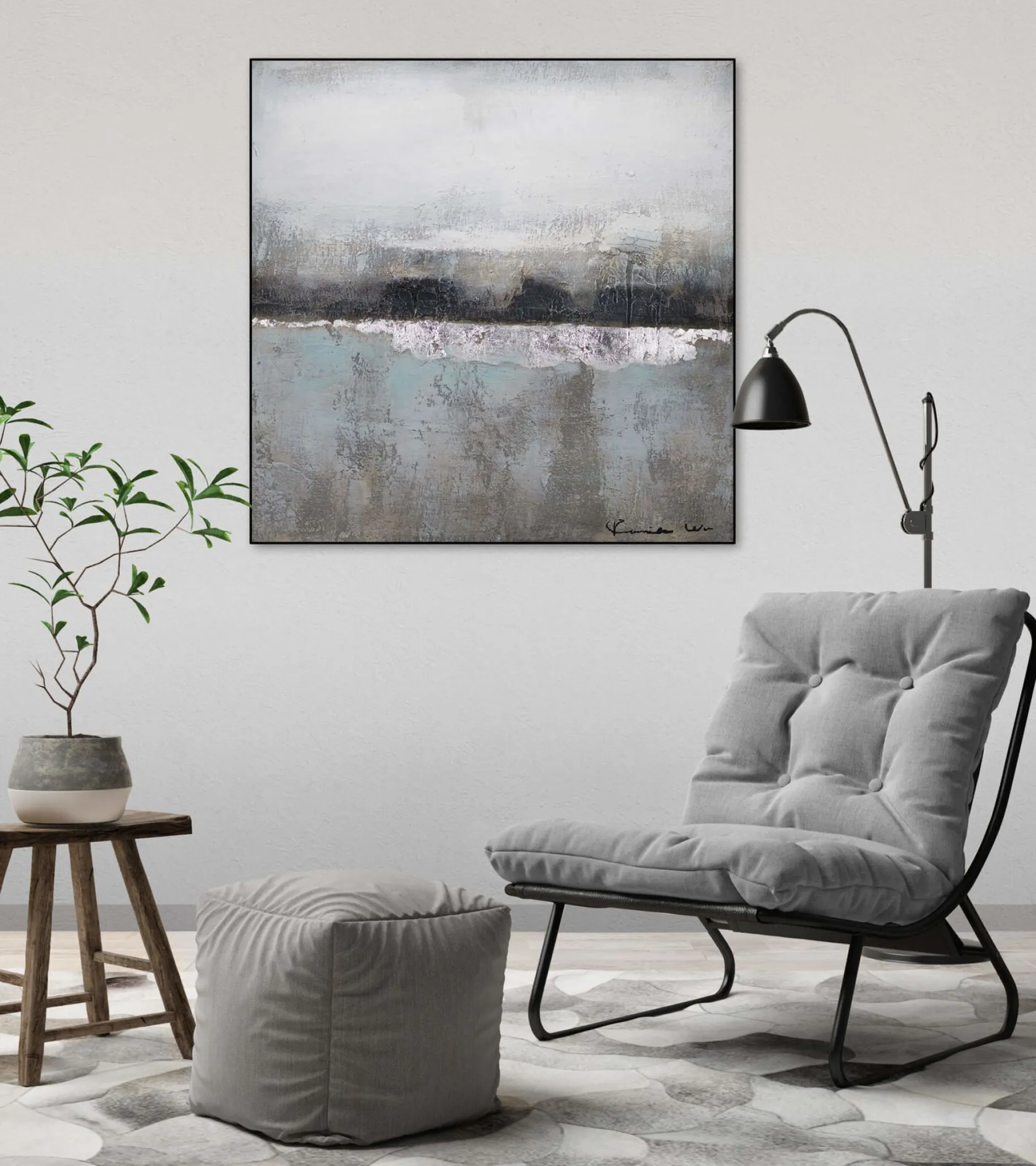 Handgemaltes Gemälde 'Nebelmeer' 80x80cm | inkl. Echtheitszertifikat