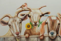 Handgemaltes Gemälde 'Neugierige Ziegenbande' 100x50cm | inkl. Echtheitszertifikat