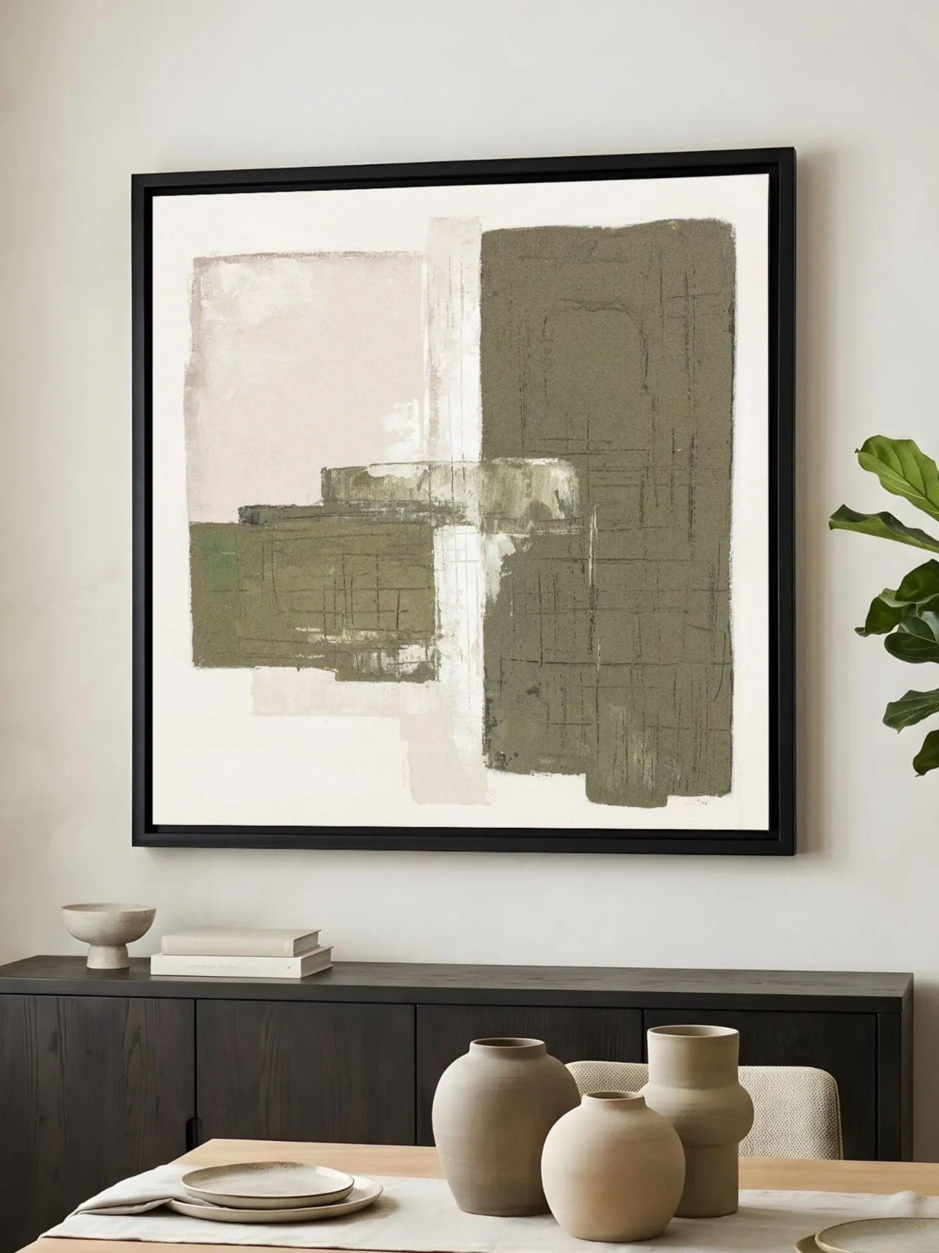 Handgemaltes Gemälde 'Olive Balance' 60x60cm | inkl. Echtheitszertifikat
