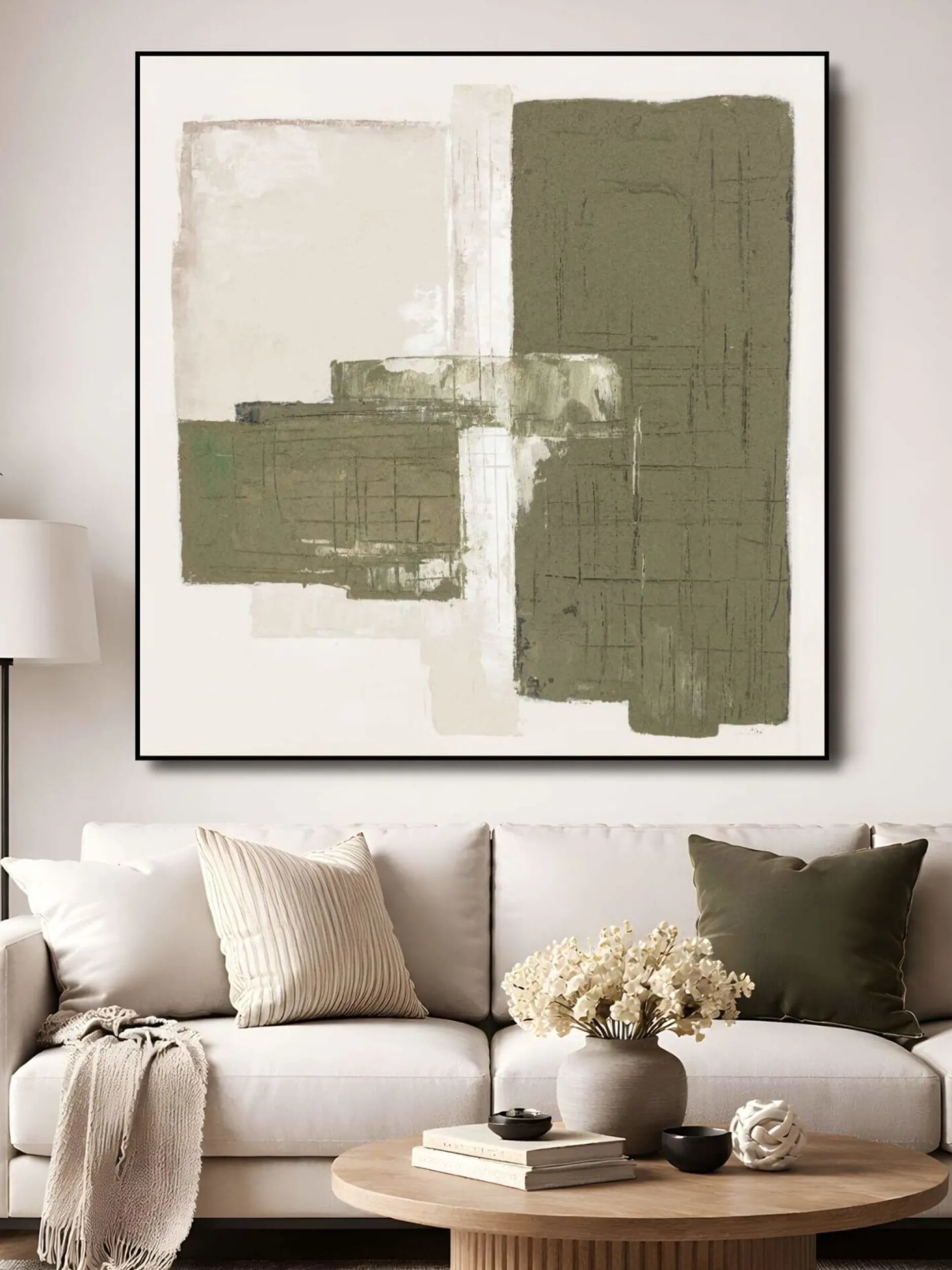 Handgemaltes Gemälde 'Olive Balance' 60x60cm | inkl. Echtheitszertifikat