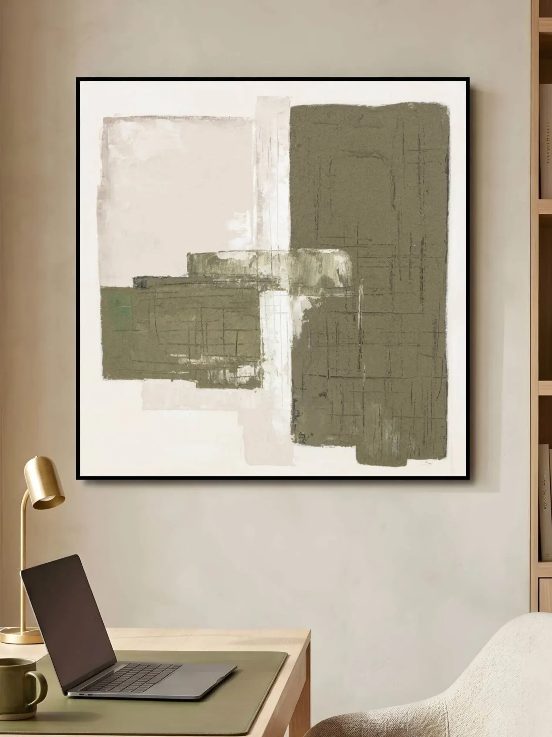 Handgemaltes Gemälde 'Olive Balance' 60x60cm | inkl. Echtheitszertifikat