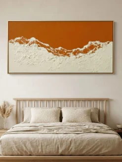 Handgemaltes Gemälde 'Orange Bergpanorama' | Echtheitszertifikat inklusive