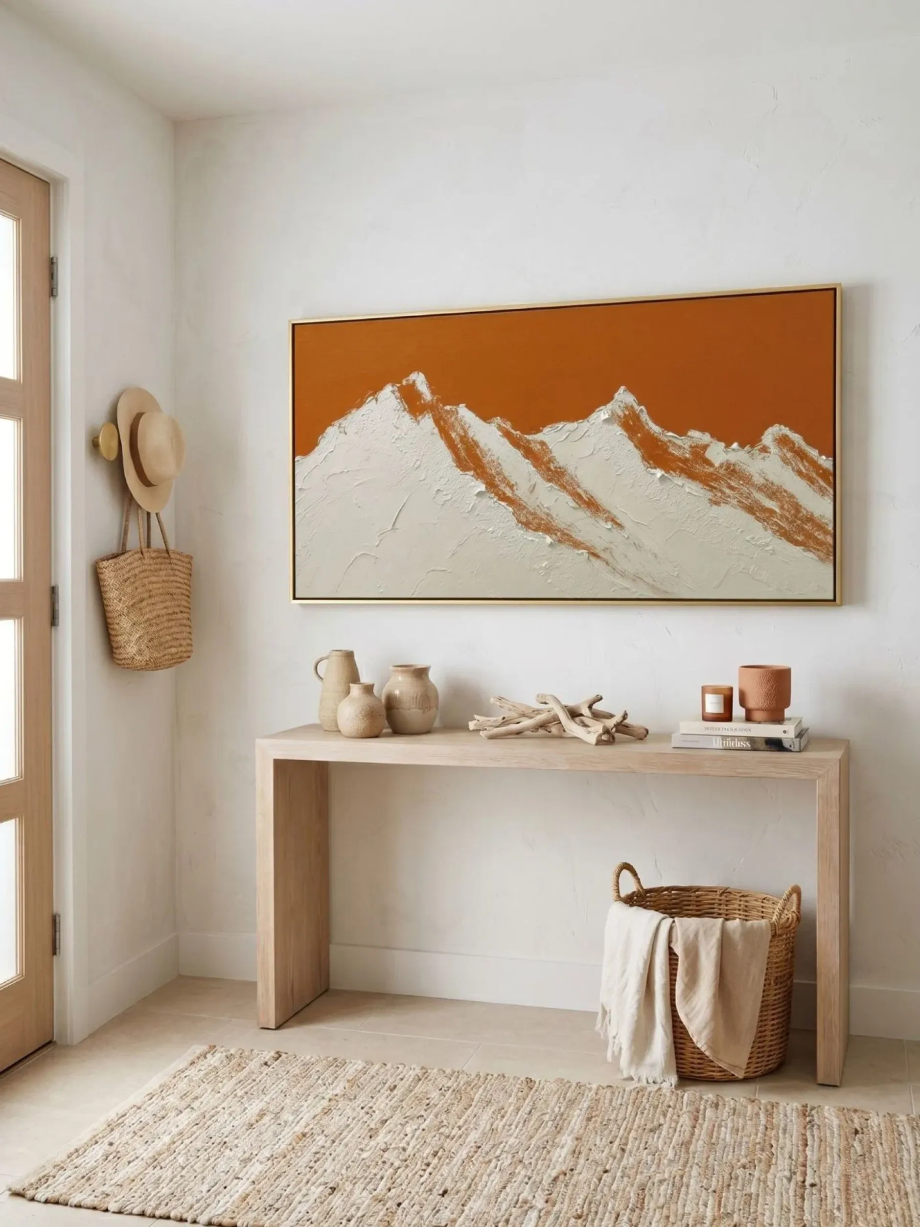 Handgemaltes Gemälde 'Orange Bergsilhouette' | Echtheitszertifikat inklusive