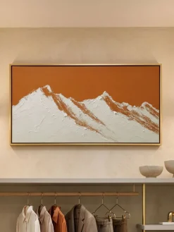 Handgemaltes Gemälde 'Orange Bergsilhouette' | Echtheitszertifikat inklusive