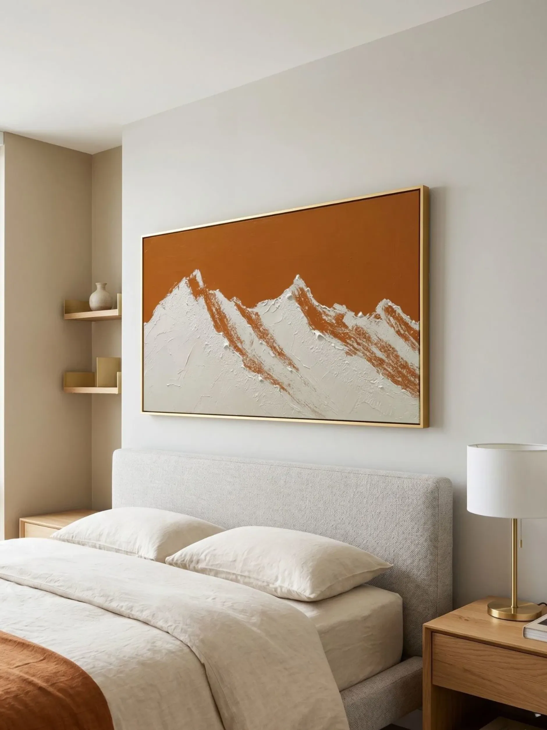 Handgemaltes Gemälde 'Orange Bergsilhouette' | Echtheitszertifikat inklusive