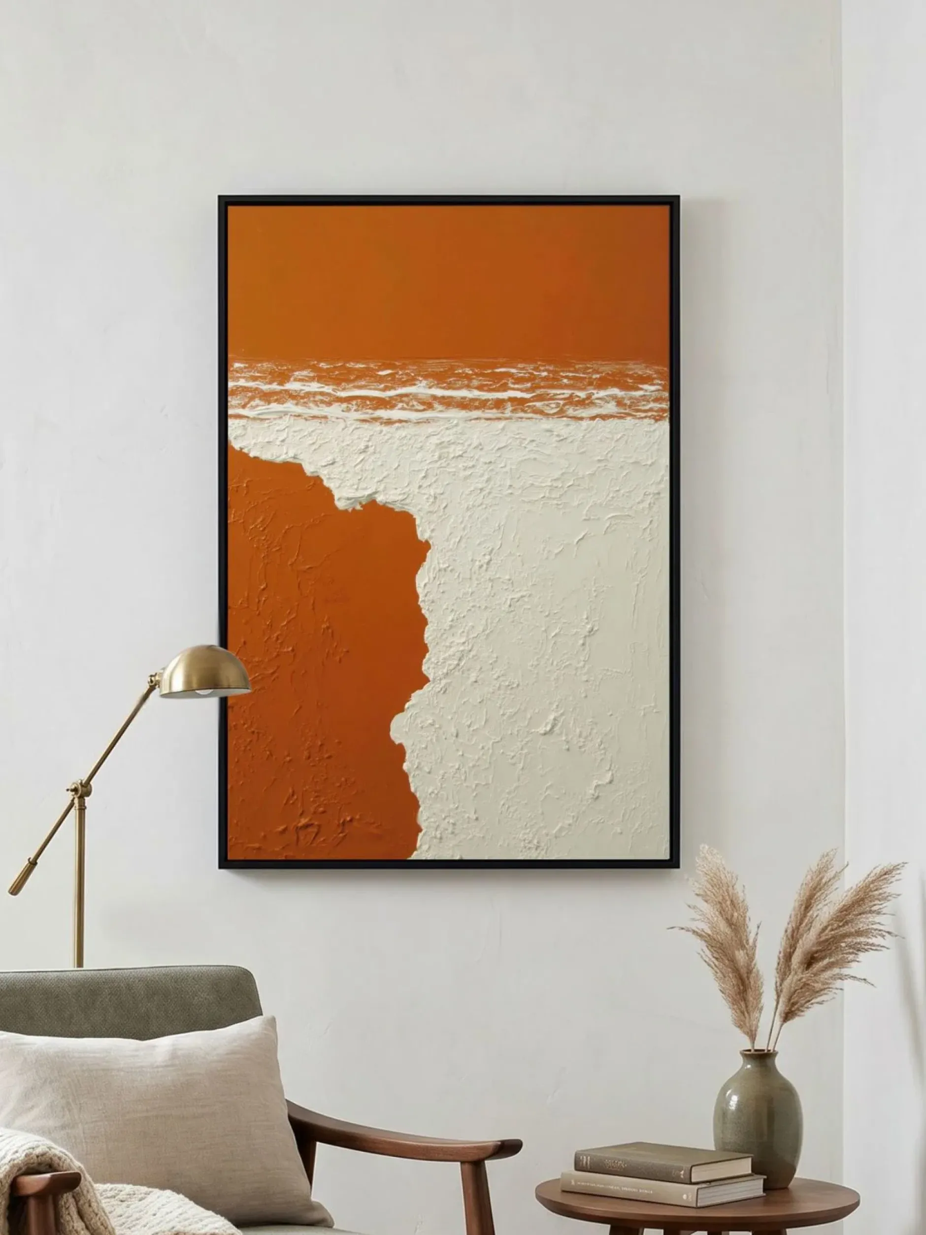 Handgemaltes Gemälde 'Orange Küstenrelief' | Echtheitszertifikat inklusive