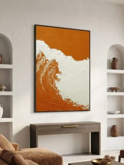 Handgemaltes Gemälde 'Orange Welle im Hochformat' | Echtheitszertifikat inklusive