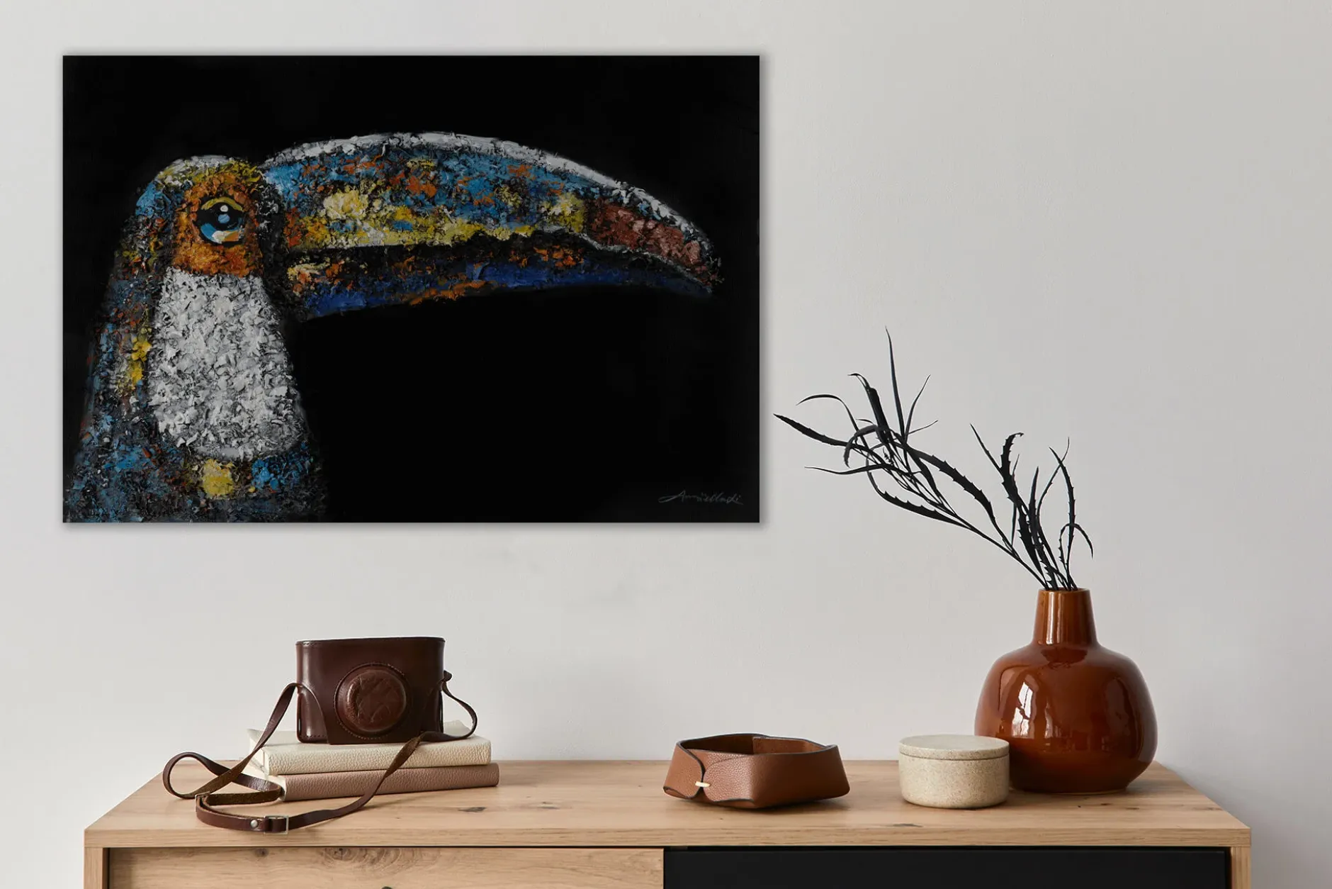 Handgemaltes Gemälde 'Ornamental Toucan' 90x60cm | inkl. Echtheitszertifikat