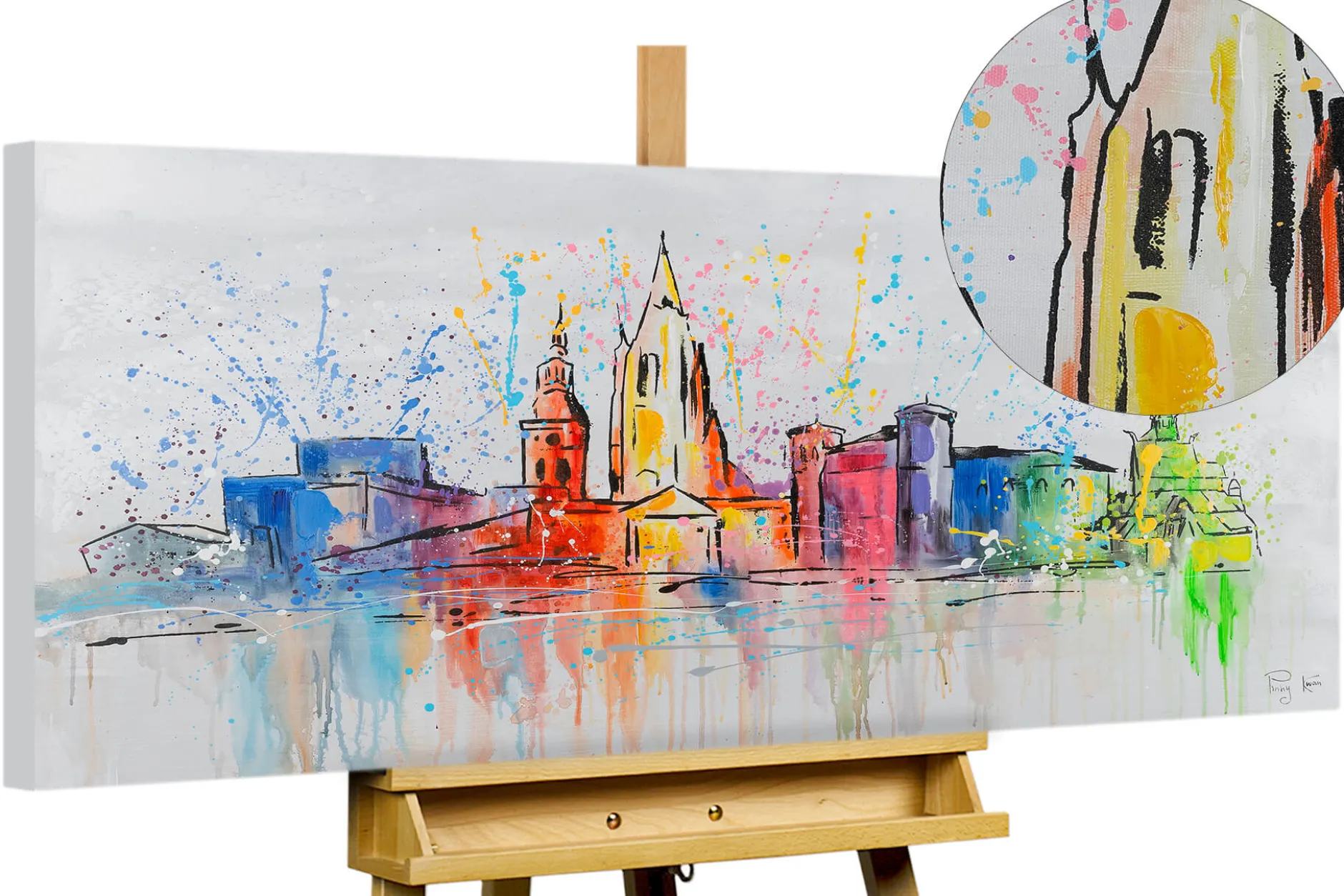 Handgemaltes Gemälde 'Oslo Skyline Silhouette' 120x60cm | inkl. Echtheitszertifikat