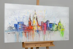 Handgemaltes Gemälde 'Oslo Skyline Silhouette' 120x60cm | inkl. Echtheitszertifikat