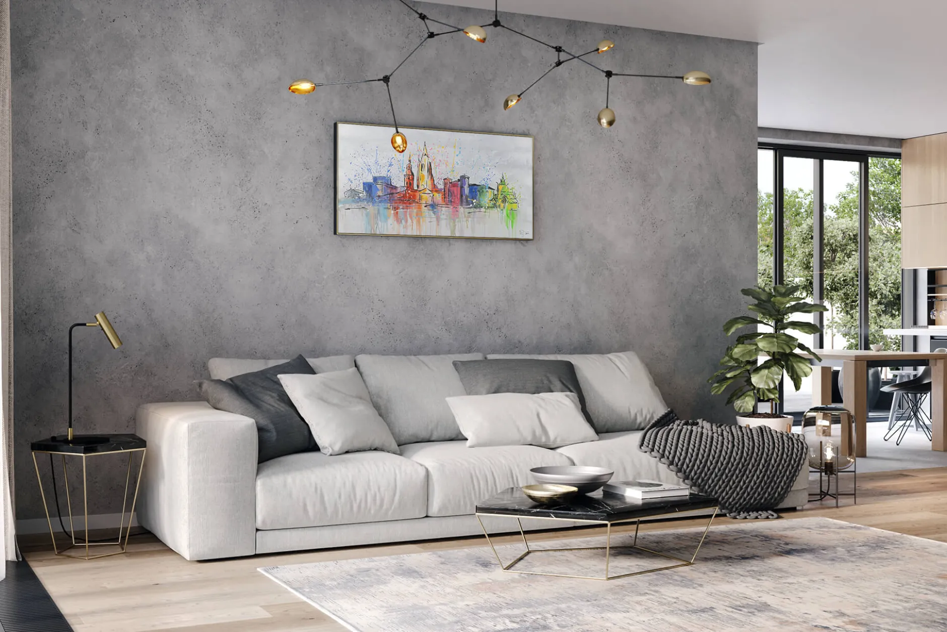 Handgemaltes Gemälde 'Oslo Skyline Silhouette' 120x60cm | inkl. Echtheitszertifikat