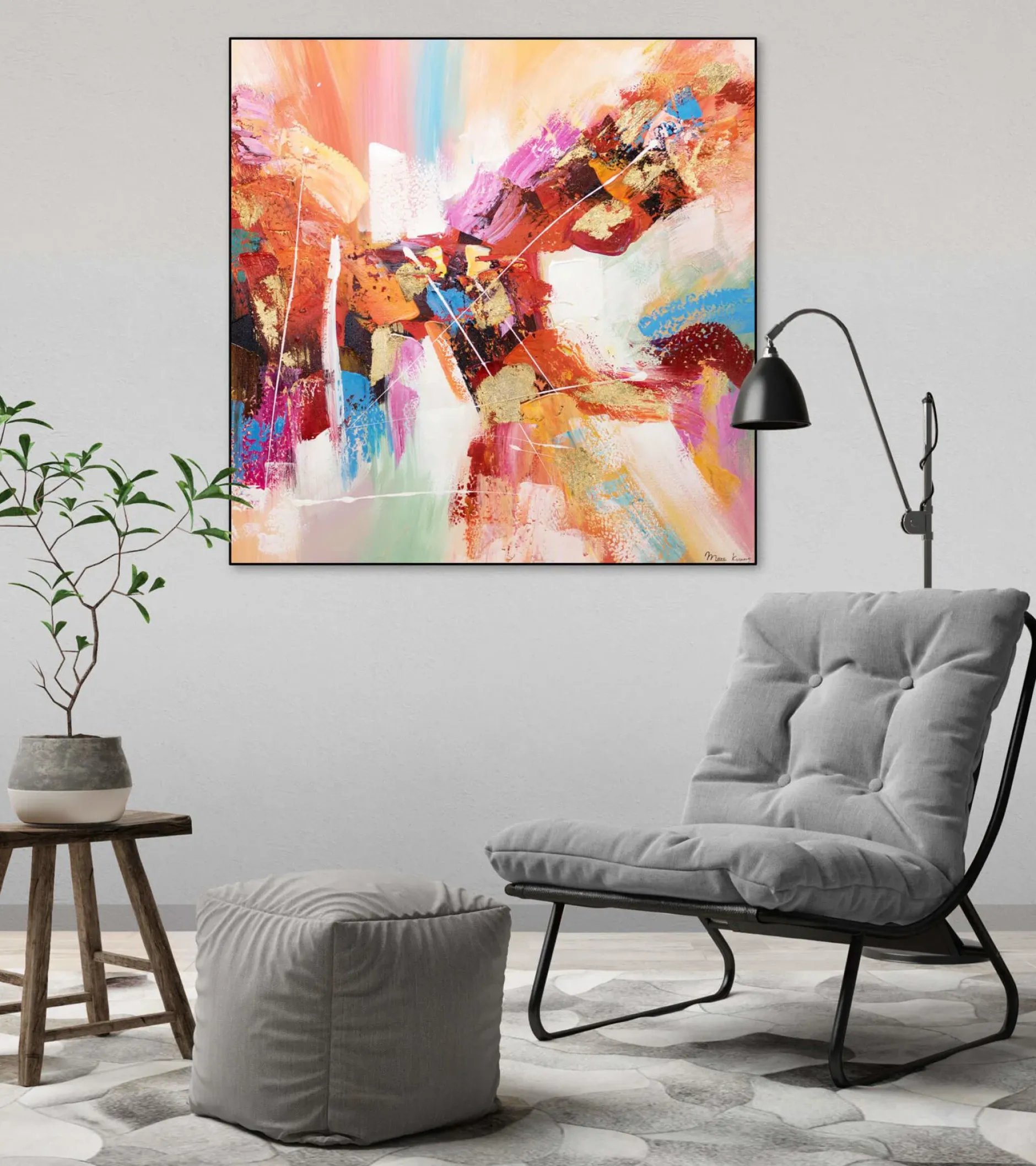 Handgemaltes Gemälde 'Paradiesische Welt' 80x80cm | inkl. Echtheitszertifikat