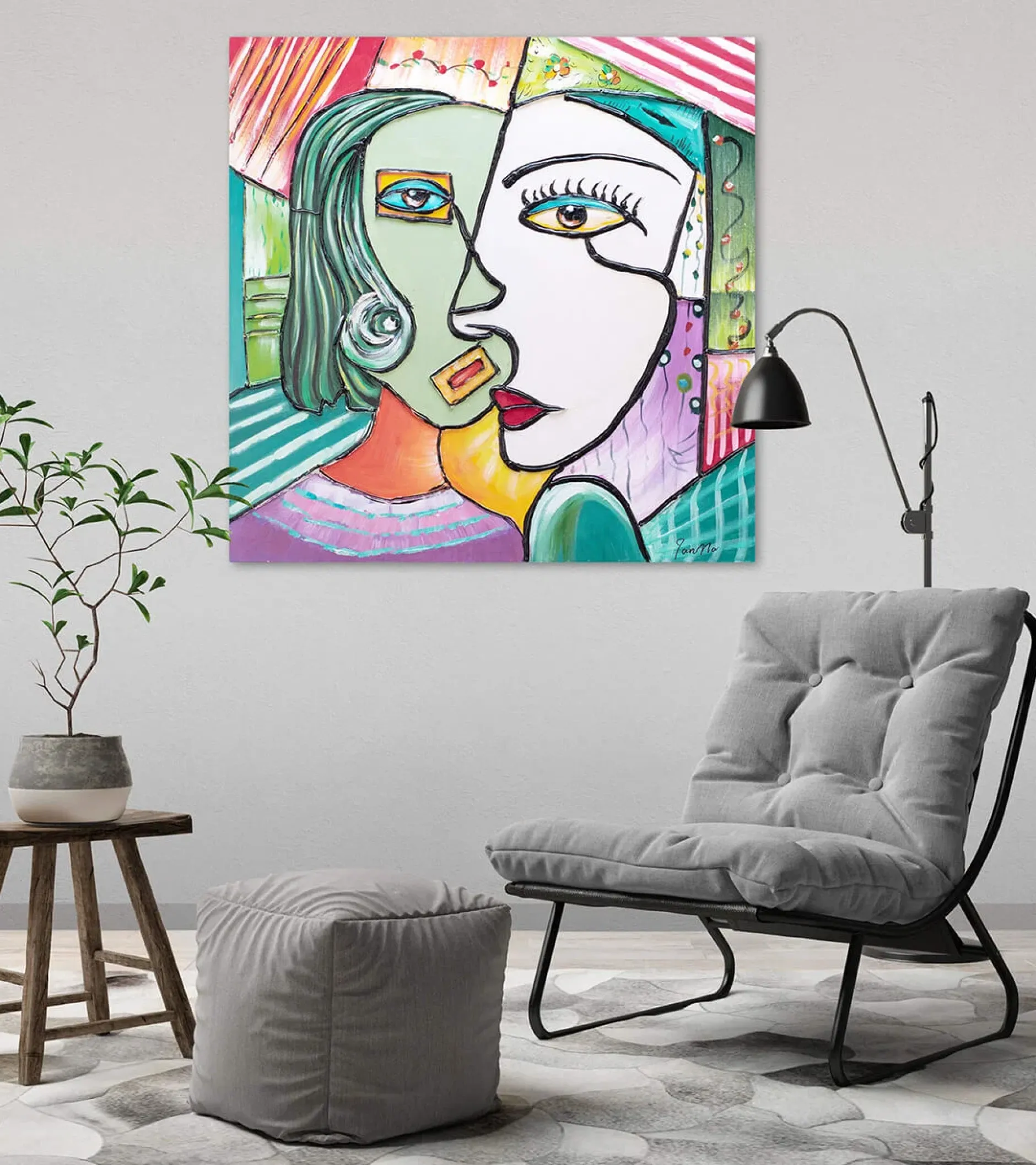 Handgemaltes Gemälde 'Perfect Completement' 80x80cm | inkl. Echtheitszertifikat