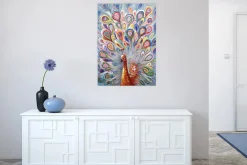 Handgemaltes Gemälde 'Pfau en Couleur' 70x100cm | inkl. Echtheitszertifikat