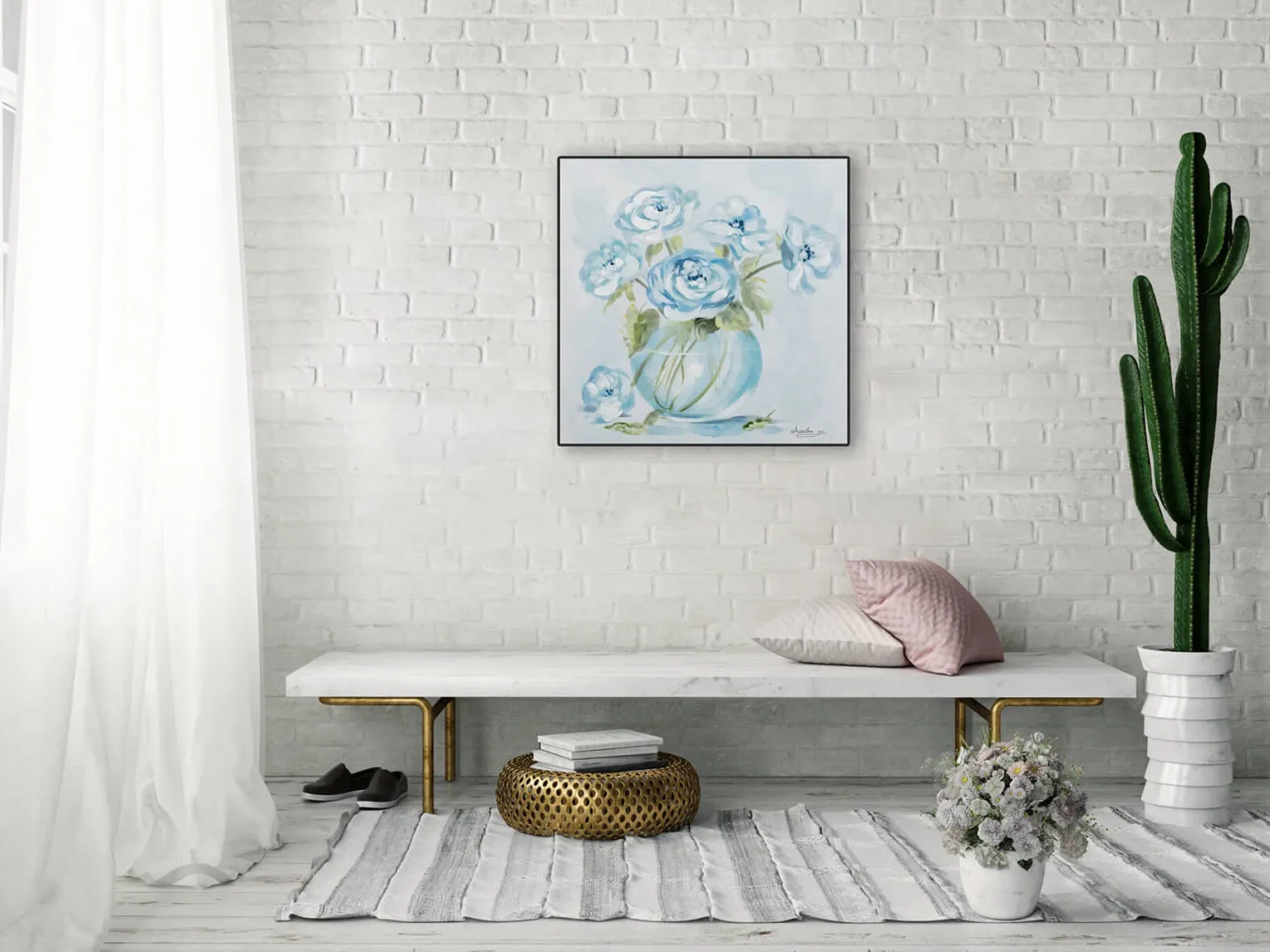Handgemaltes Gemälde 'Poesie und Blumen' 60x60cm | inkl. Echtheitszertifikat