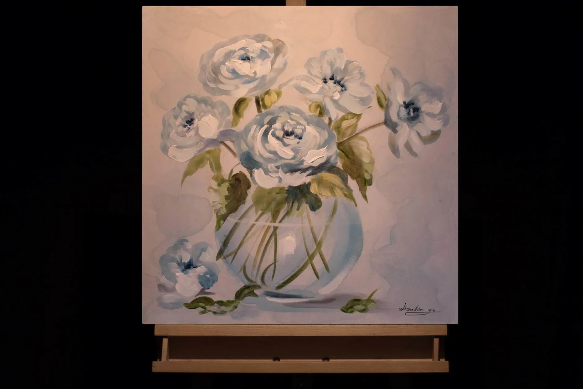 Handgemaltes Gemälde 'Poesie und Blumen' 60x60cm | inkl. Echtheitszertifikat