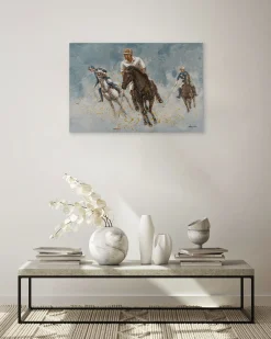 Handgemaltes Gemälde 'Polo Game' 90x60cm | inkl. Echtheitszertifikat