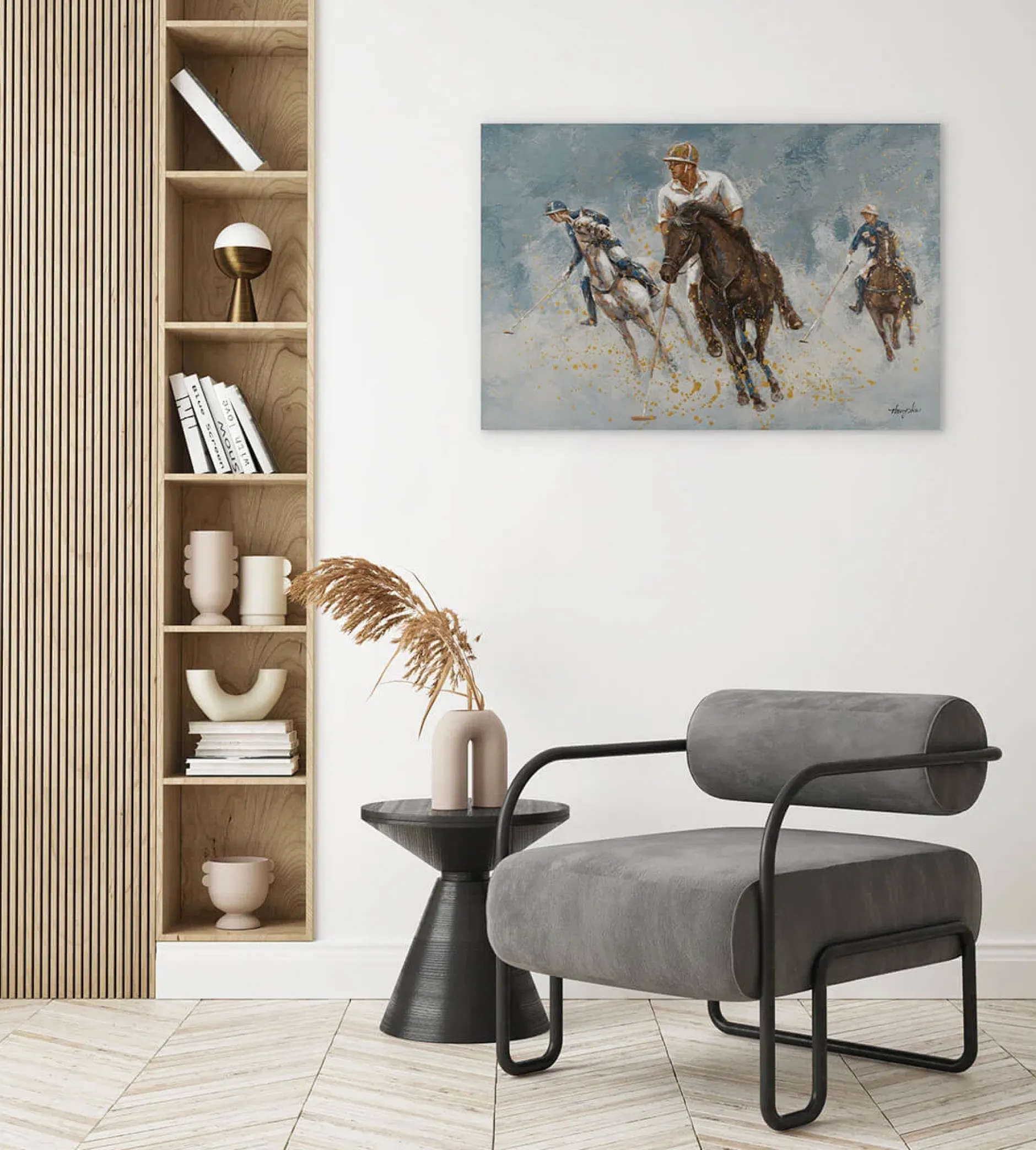 Handgemaltes Gemälde 'Polo Game' 90x60cm | inkl. Echtheitszertifikat