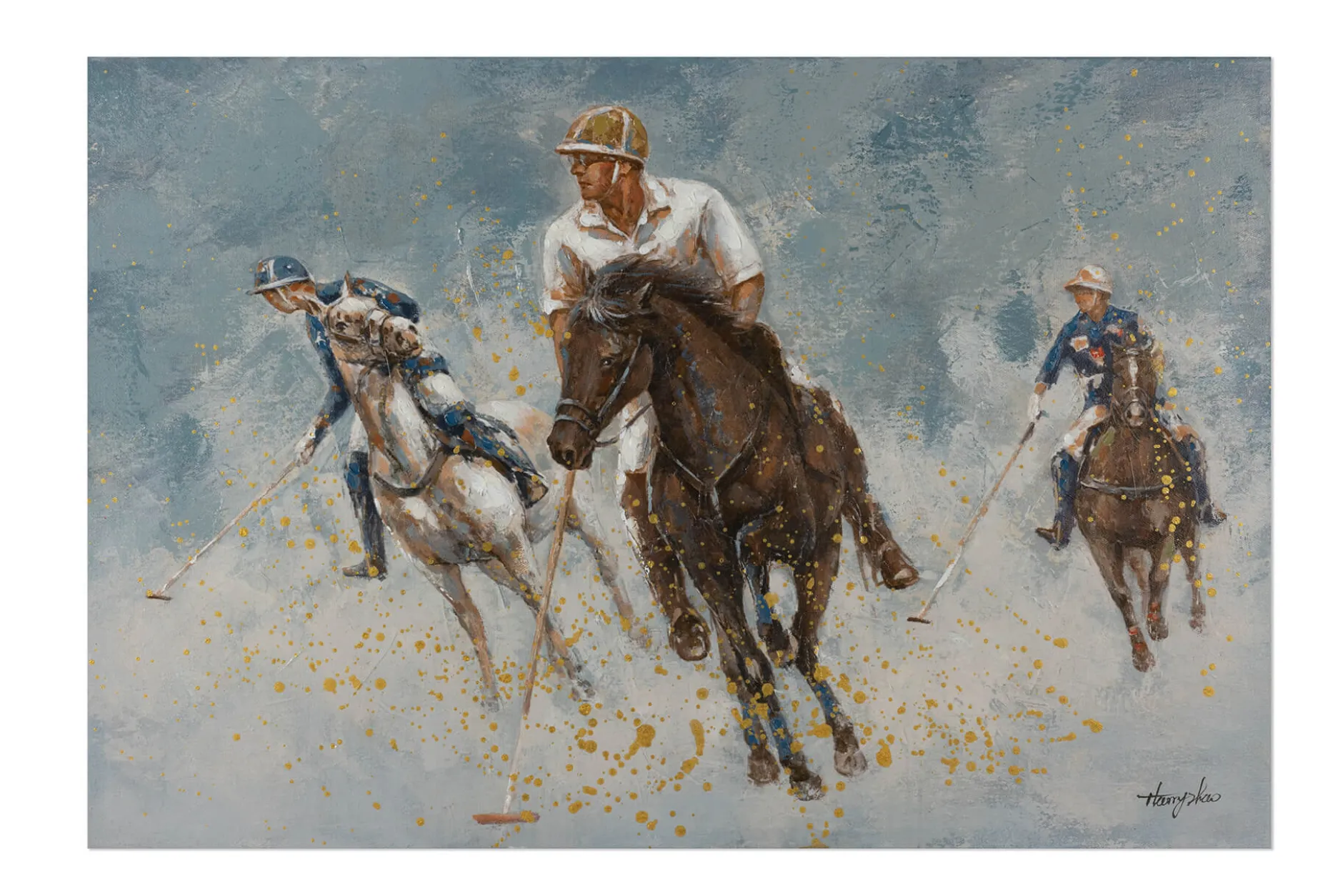 Handgemaltes Gemälde 'Polo Game' 90x60cm | inkl. Echtheitszertifikat