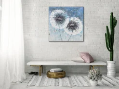 Handgemaltes Gemälde 'Pompon Flowers' 80x80cm | inkl. Echtheitszertifikat