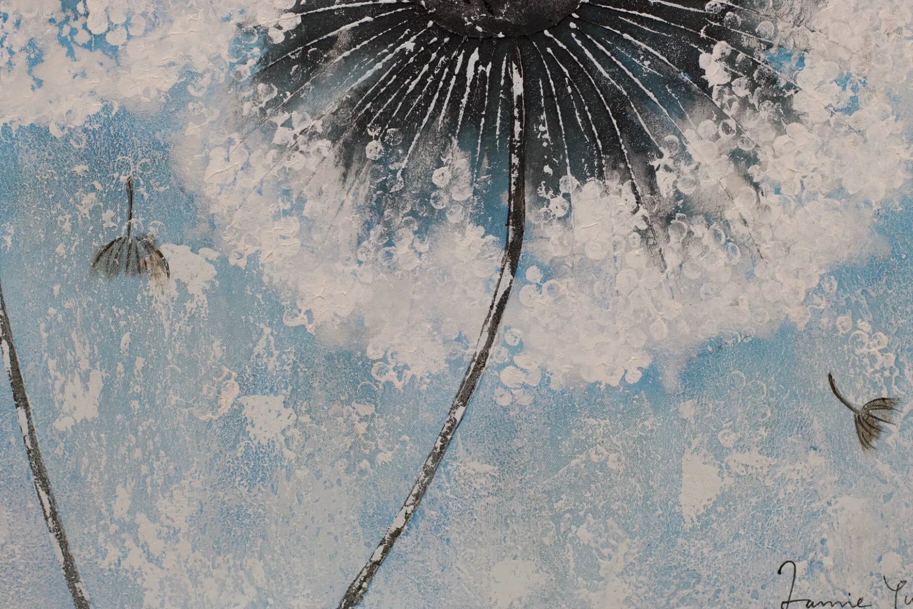 Handgemaltes Gemälde 'Pompon Flowers' 80x80cm | inkl. Echtheitszertifikat