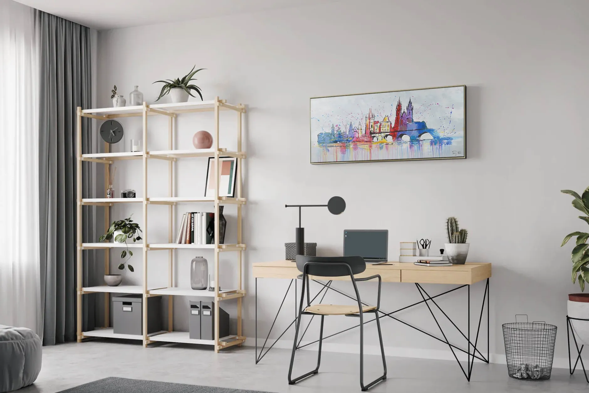 Handgemaltes Gemälde 'Prague Skyline Silhouette' 120x60cm | inkl. Echtheitszertifikat