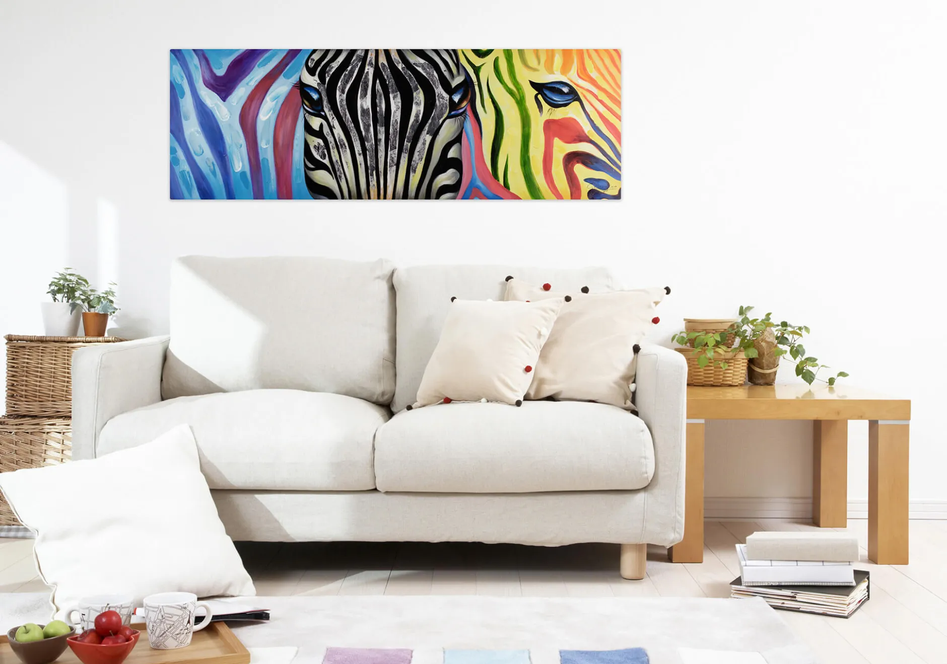 Handgemaltes Gemälde 'Psychedelic Zebra' 150x50cm | inkl. Echtheitszertifikat