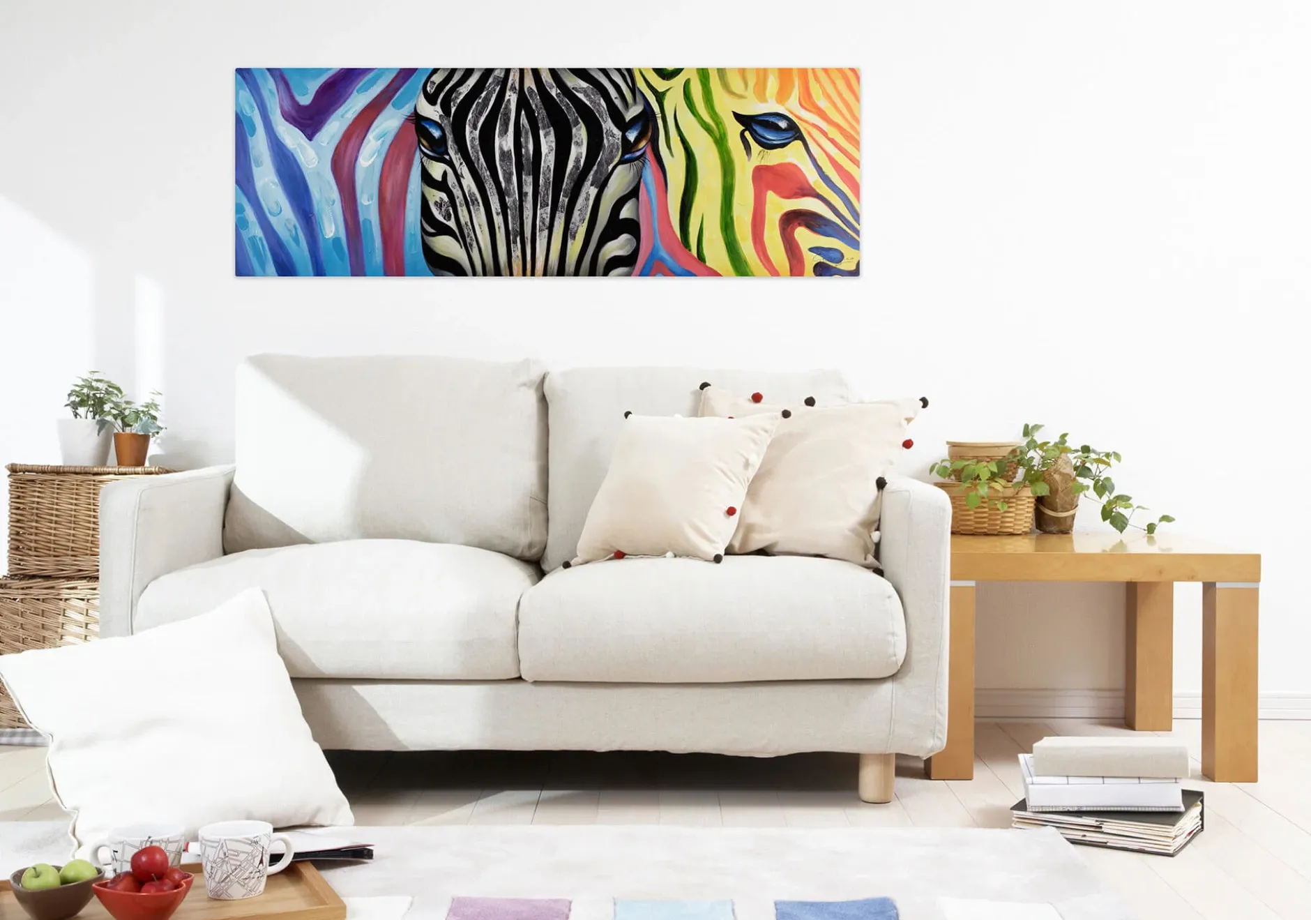Handgemaltes Gemälde 'Psychedelic Zebra' 150x50cm | inkl. Echtheitszertifikat
