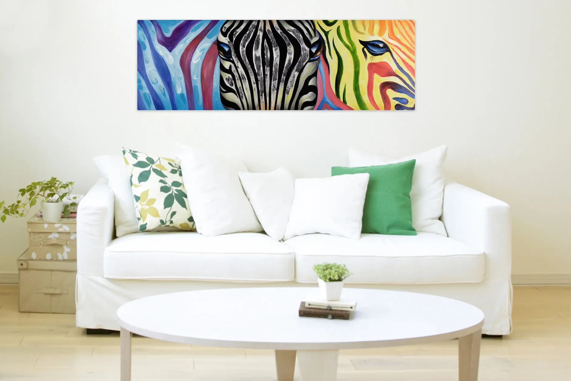 Handgemaltes Gemälde 'Psychedelic Zebra' 150x50cm | inkl. Echtheitszertifikat