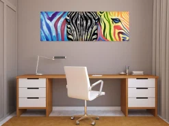 Handgemaltes Gemälde 'Psychedelic Zebra' 150x50cm | inkl. Echtheitszertifikat