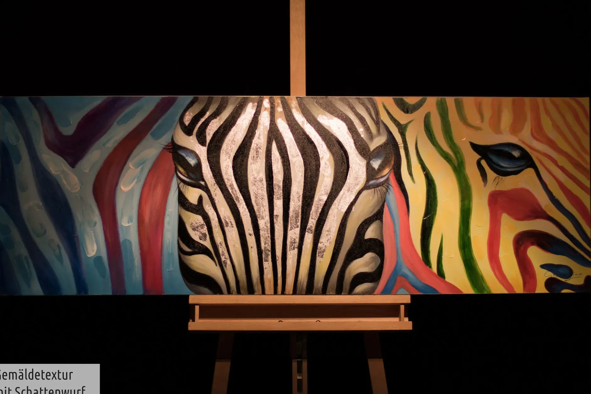 Handgemaltes Gemälde 'Psychedelic Zebra' 150x50cm | inkl. Echtheitszertifikat