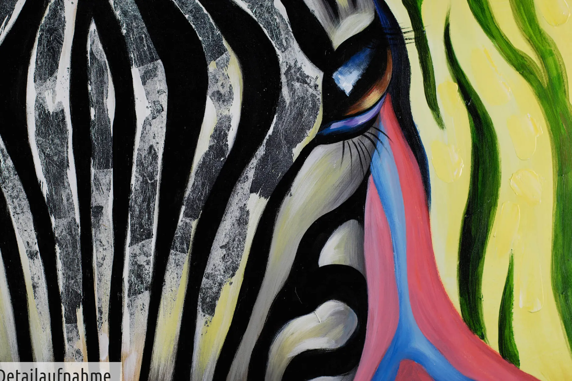 Handgemaltes Gemälde 'Psychedelic Zebra' 150x50cm | inkl. Echtheitszertifikat