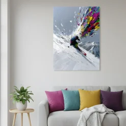 Handgemaltes Gemälde 'Pulverschnee-Explosion' | Echtheitszertifikat inklusive
