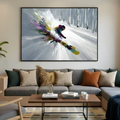 Handgemaltes Gemälde 'Pulverschnee-Explosion' | Echtheitszertifikat inklusive