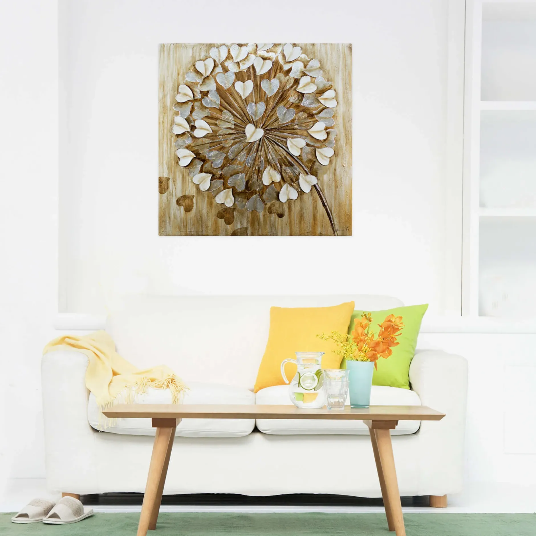 Handgemaltes Gemälde 'Pusteblume im Wind' 80x80cm | inkl. Echtheitszertifikat