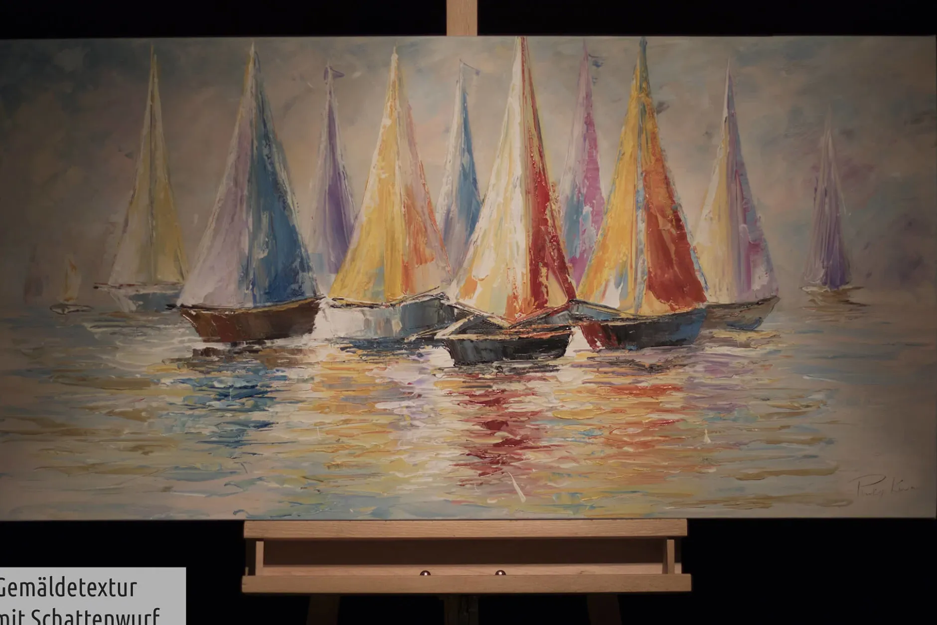 Handgemaltes Gemälde 'Rainbow Regatta' 120x60cm | inkl. Echtheitszertifikat