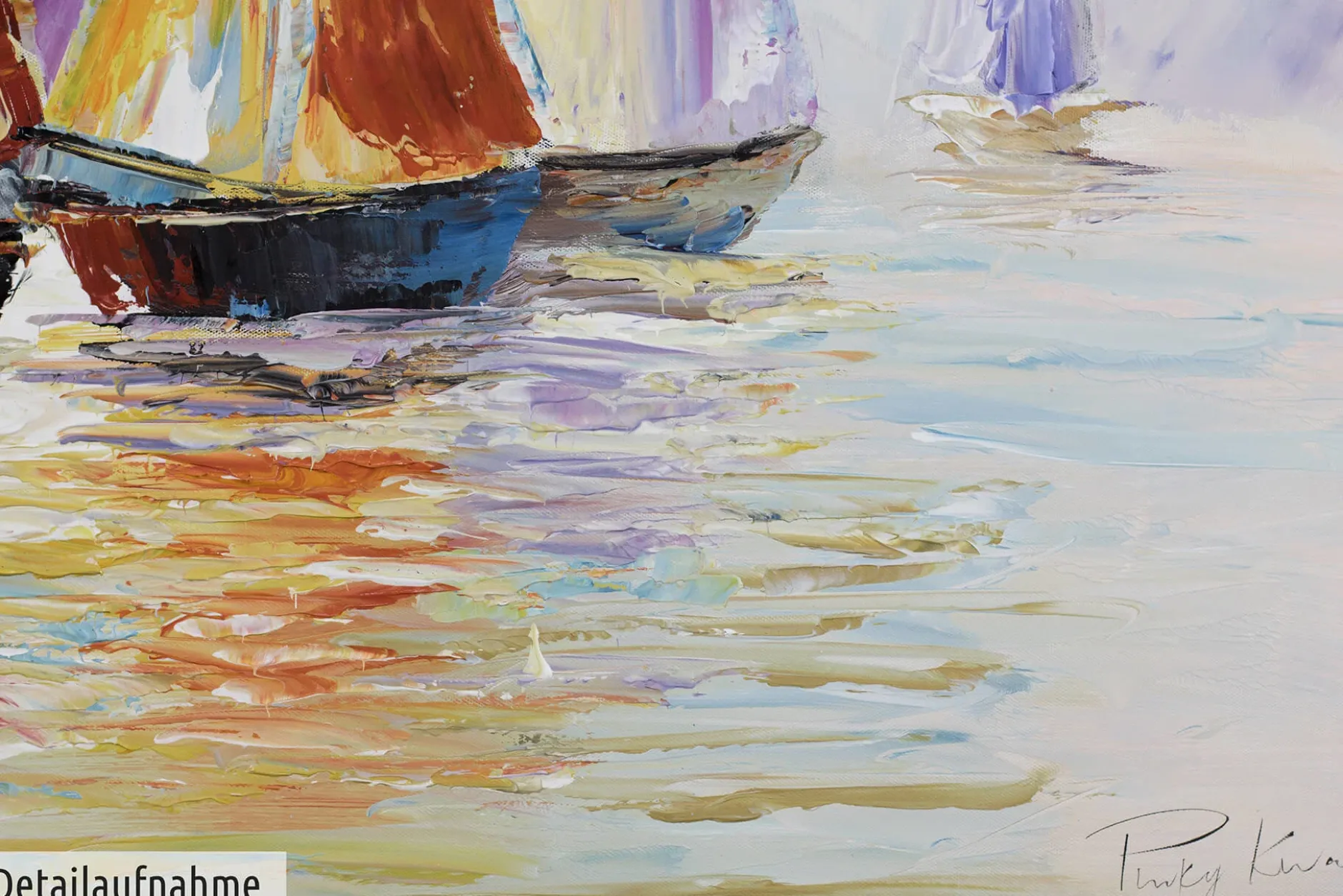 Handgemaltes Gemälde 'Rainbow Regatta' 120x60cm | inkl. Echtheitszertifikat