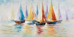 Handgemaltes Gemälde 'Rainbow Regatta' 120x60cm | inkl. Echtheitszertifikat