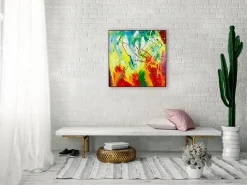 Handgemaltes Gemälde 'Rainbow Vitality' 60x60cm | inkl. Echtheitszertifikat
