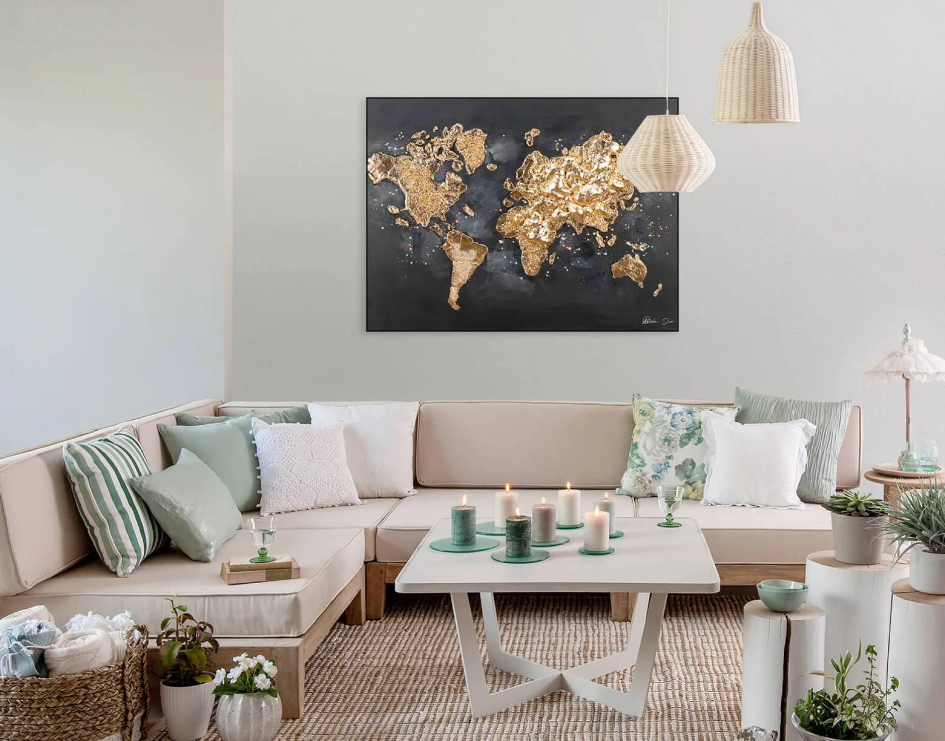Handgemaltes Gemälde 'Reise um die Welt' 100x75cm | inkl. Echtheitszertifikat