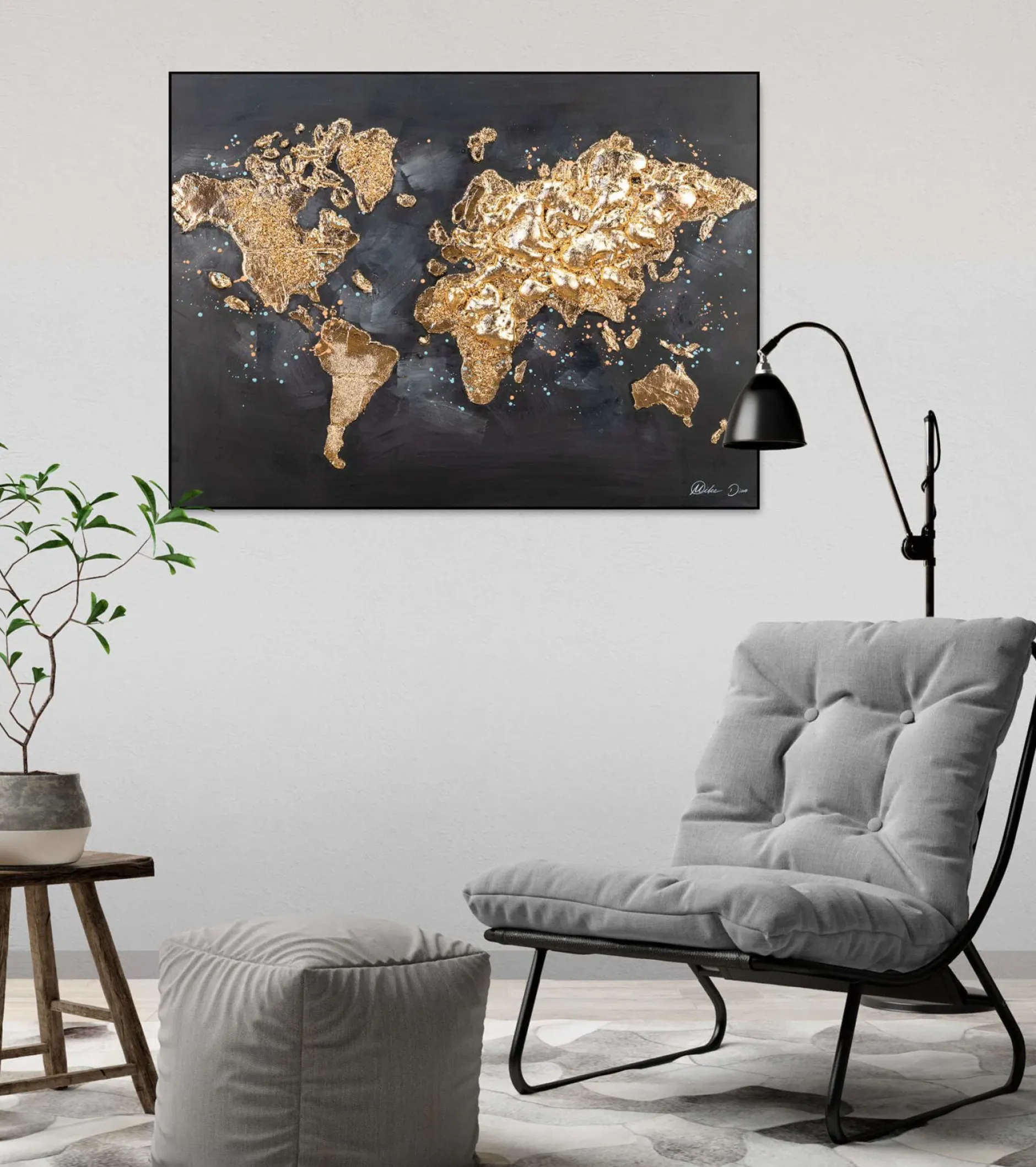 Handgemaltes Gemälde 'Reise um die Welt' 100x75cm | inkl. Echtheitszertifikat