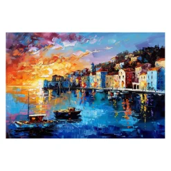 Handgemaltes Gemälde 'Riviera-Sonnenuntergang' | Echtheitszertifikat inklusive