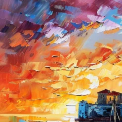 Handgemaltes Gemälde 'Riviera-Sonnenuntergang' | Echtheitszertifikat inklusive