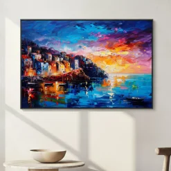 Handgemaltes Gemälde 'Riviera-Küste' | Echtheitszertifikat inklusive