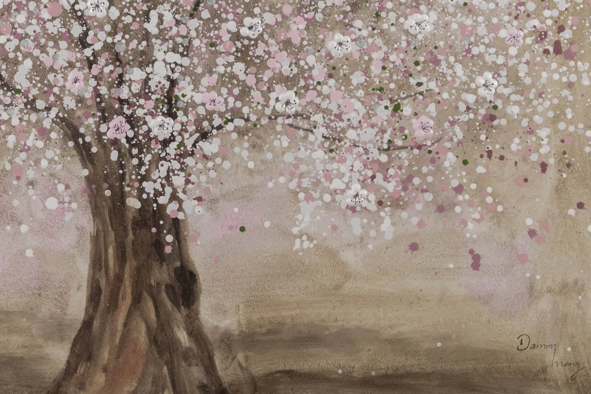 Handgemaltes Gemälde 'Rosa Frühlingstraum' 80x80cm | inkl. Echtheitszertifikat