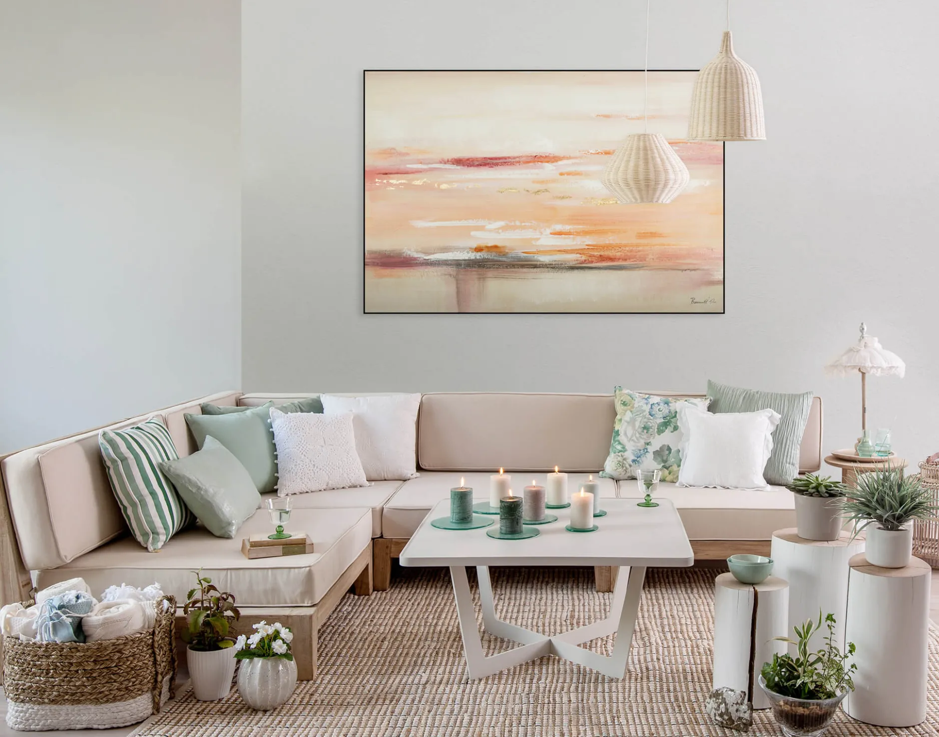 Handgemaltes Gemälde 'Rosewater Tides' 120x80cm | inkl. Echtheitszertifikat