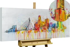 Handgemaltes Gemälde 'Rotterdam Skyline Silhouette' 120x60cm | inkl. Echtheitszertifikat